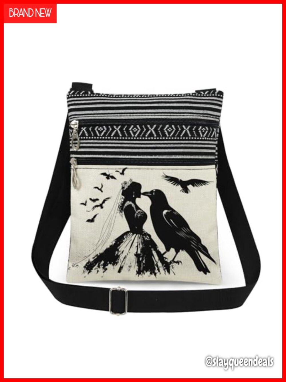 Polyester Crossbody Bag Adjustable Strap Double-layer Zipper Purse